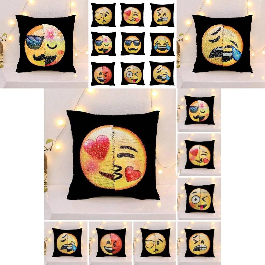 Colorful Double-sided Emoji Mermaid Sequin Pillowcase For Cozy Home Decor