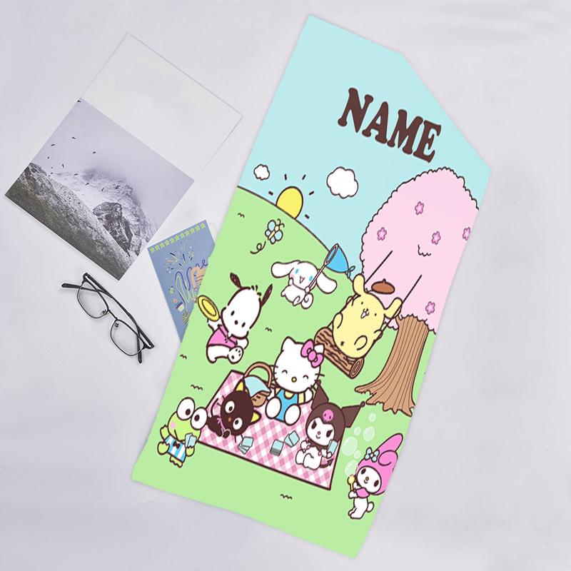 1pc Sanrio4 Beach Towel with Custom Name, Beach/Swimming/Bath/Picnic/Camping Towel, Suitable for Seaside Beaches