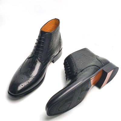Fashion Luxury Business Boots For Men Comfortable Lace Up Top Cow Leather Handmade Retro Printing Shoes Fast Delivery Black Fashion Boot