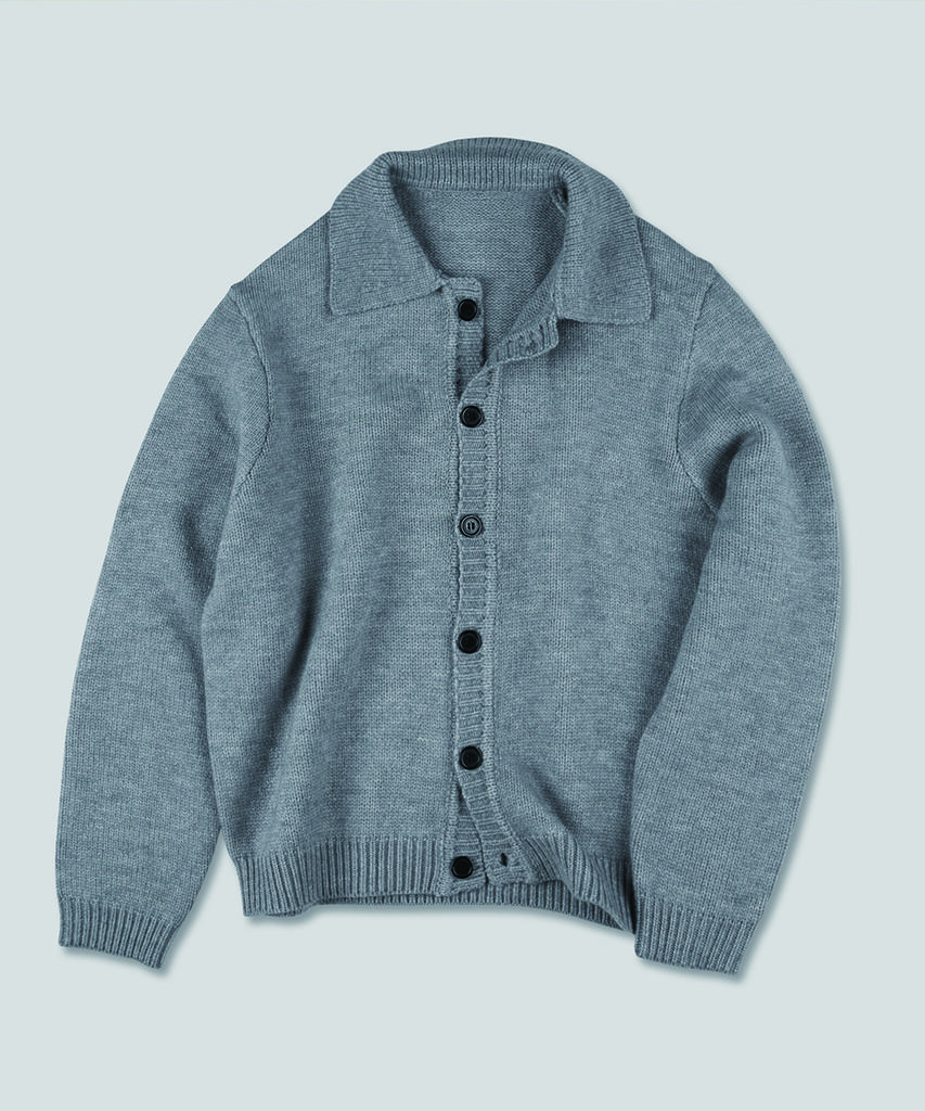 GRAPH PLATFORM Minimal Ribbed Collar Cardigan