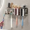 No Punching Gun Ash Brushing Cup Wall-Mounted Bathroom Toothbrush Wall-Mounted Family Rack