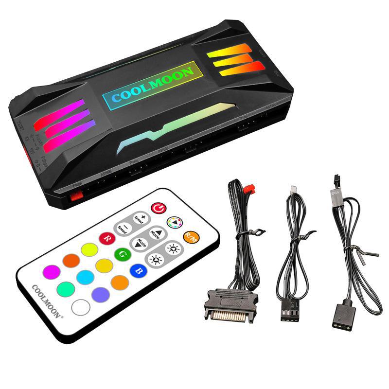 5V 3-pin ARGB Sync Fan Controller with PWM Temperature Control & Wireless Remote