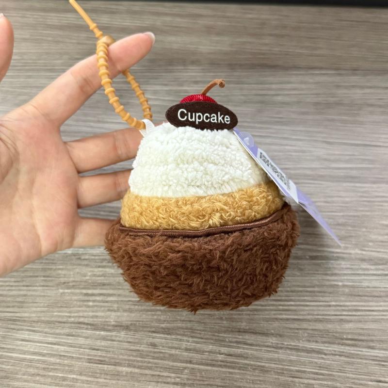 '12/20Cm Cute Food Cake Bag Charm Keychain Coffee Cheese Sandwiches Plush Dolls Toys Keyring Backpack Accessories Xmas Gifts