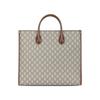 Gucci Monogramm Logo Ineinandergreifendes Doppel-G Große Kapazität Leinwand und Leder Tragetasche Unisex Tragetaschen Ebenholzbraun 674148-92THG-8563