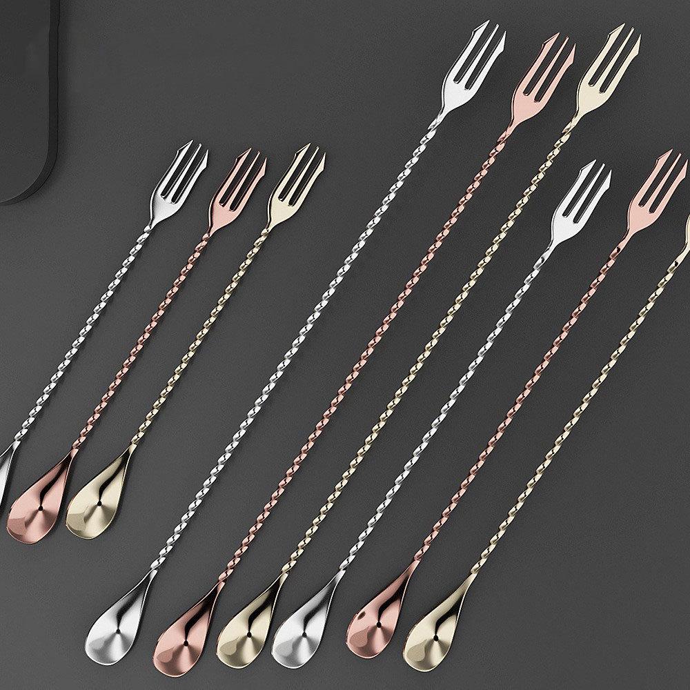 

Двусторонняя коктейльная ложка-вилка из нержавеющей стали 304 40cm Spoon + Fork [Upgraded 304 Stainless Steel] серебряный