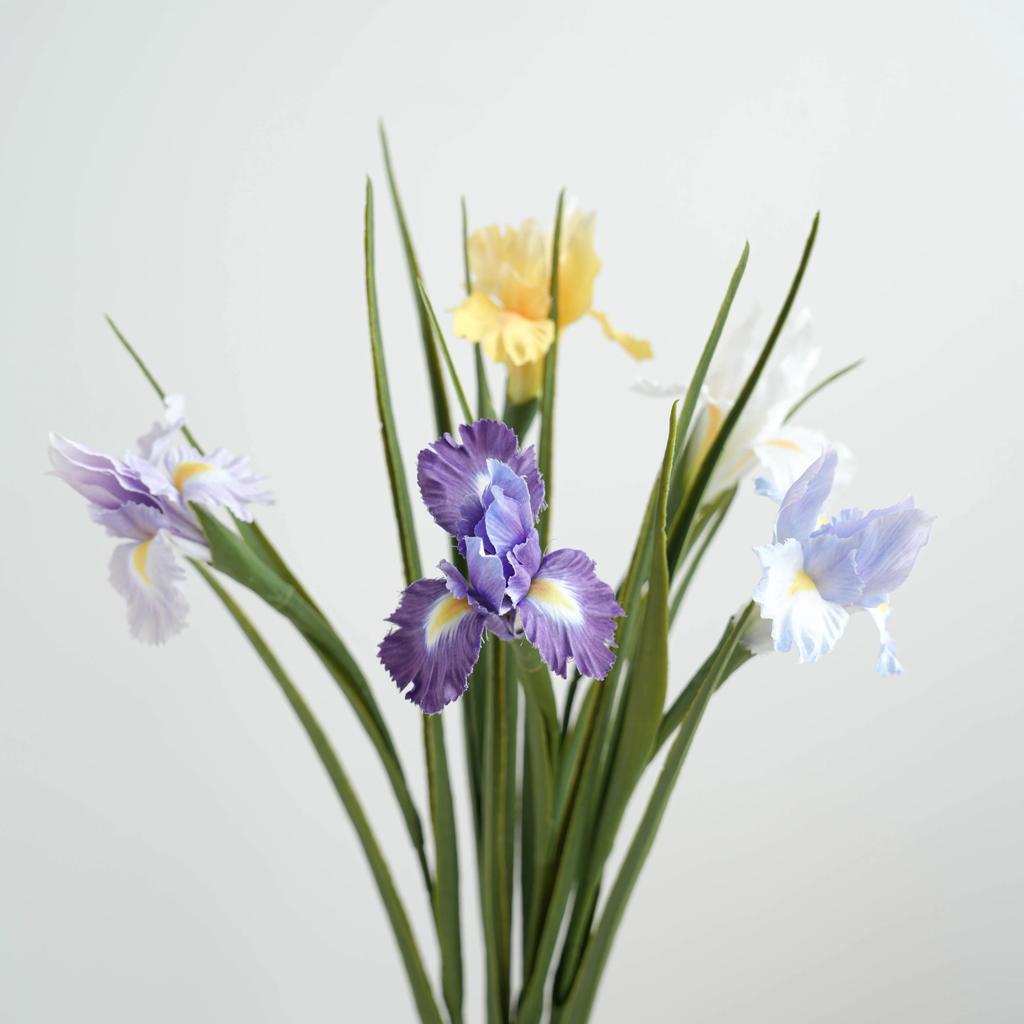 Artificial Iris Flower Fabric Flower Arrangement Lifelike Faux Floral for Home Wedding Party Decoration