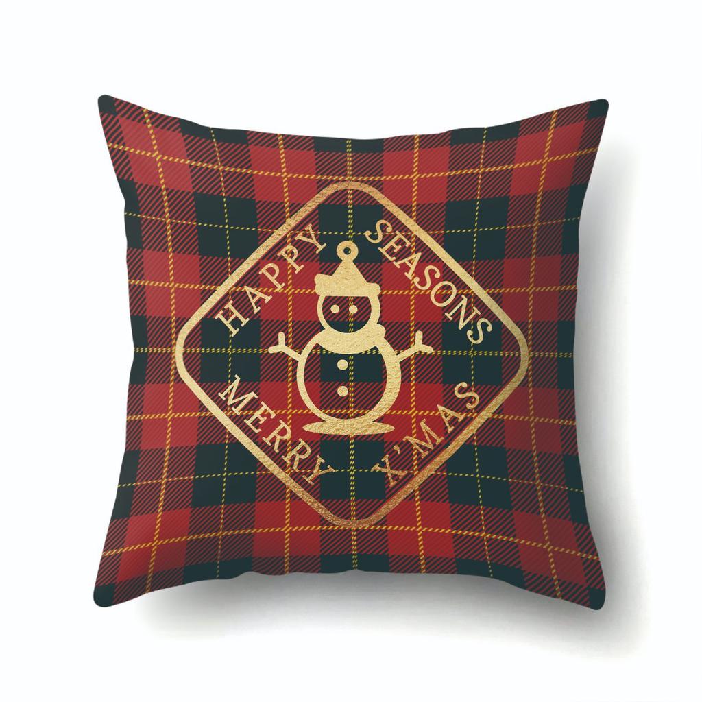 Background Plaid Christmas Polyester Pillowcase Office Pillowcase