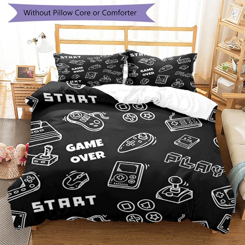 3pcs Game Controller Bedding Set Duvet Cover Closure Includes 1 Duvet Cover & 2 Pillowcases, Soft and Comfortable for All Seasons.