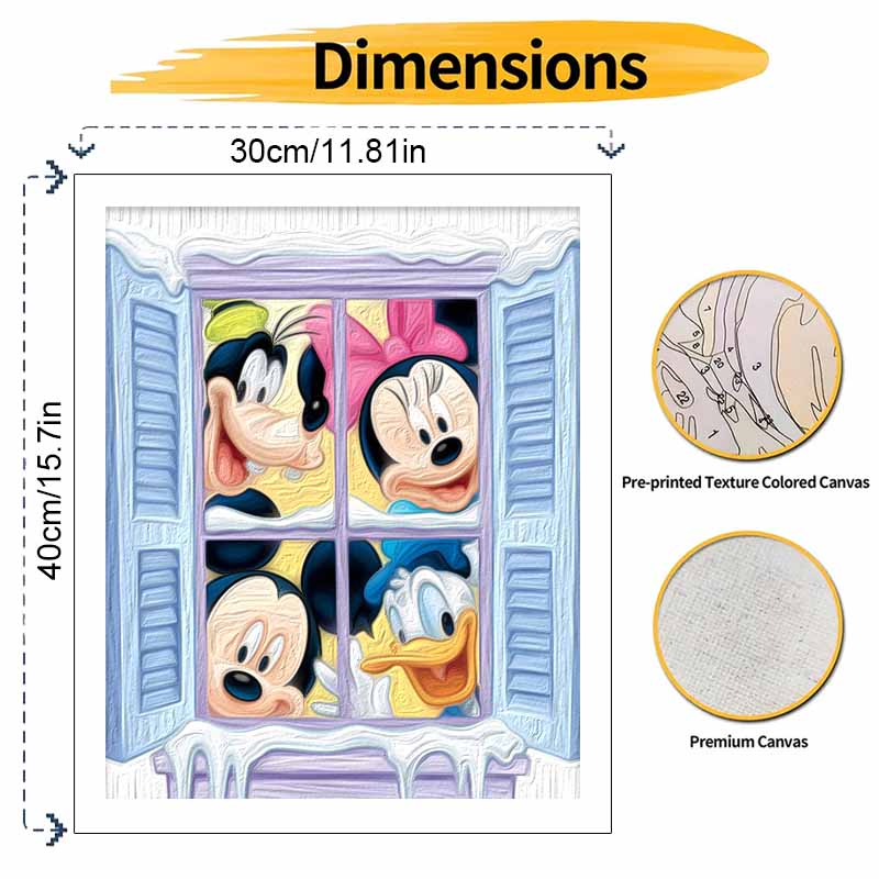 Disney Mickey Minnie Donald Goofy Oil Painting Kit Winter Window Home Decor Gift