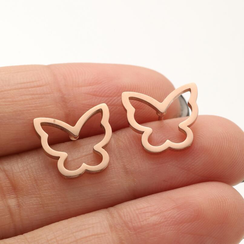 Women's Stainless Steel Angel Wing Butterfly Earrings – Cute Small Insect Design