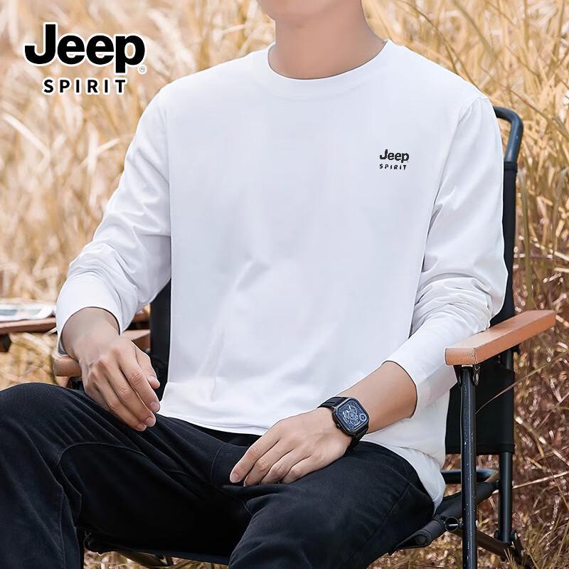 JEEP SPIRIT Men s 220G Pure Cotton Loose Fit Long Sleeve T-Shirt 3XL