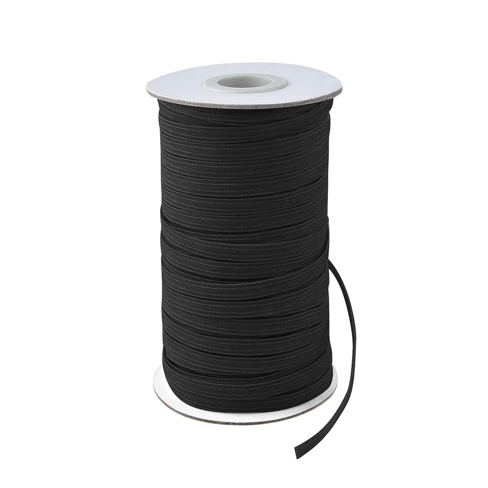 

100 Yards 1/4 Width Sewing Elastic Bands Braided Elastic Cord String Rope Band High Stretch Spool Knit for Sewing DIY Crafting 6mm&90M Roll чорний