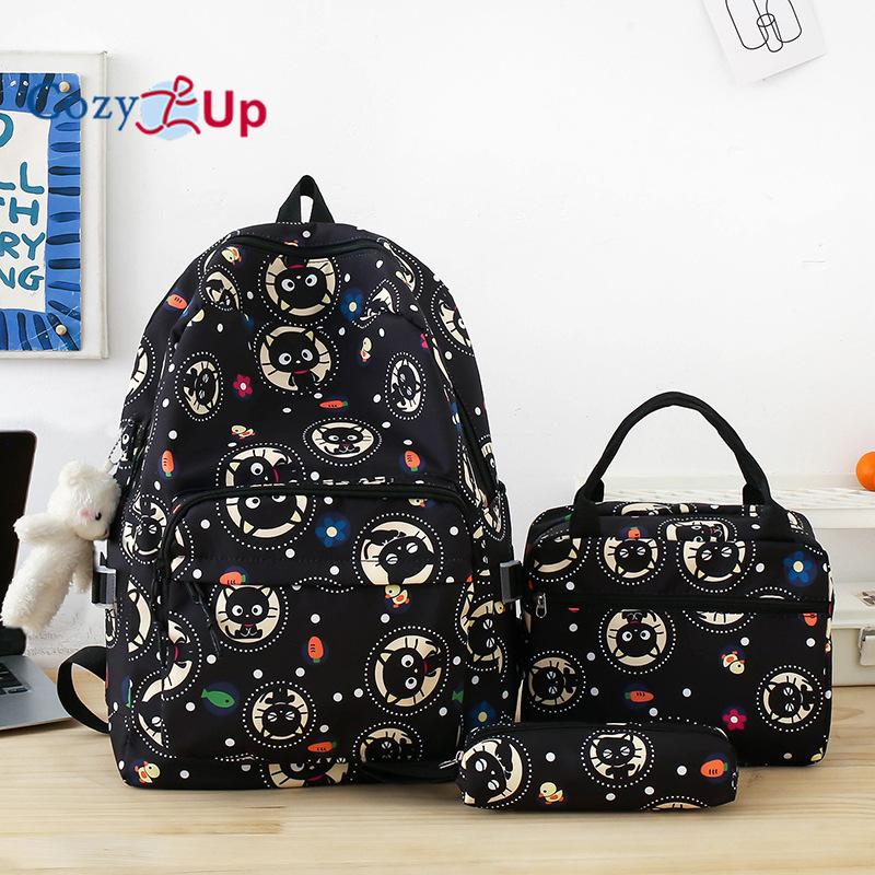 Cute Cat Backpack 3-piece Large-capacity Cartoon Travel Backpack