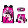 Classic Danganronpa Pattern 3D Print 3pcs/Set Pupil School Bags Laptop Daypack Backpack Inclined Shoulder Bag Pencil Case