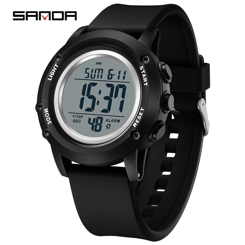 SANDA Outdoor Sports Watch LED Digital Display Electronic Watch Luminous Alarm Clock Trendy Electronic Watch