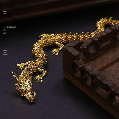 Alloy Five-Claw Golden Dragon Desktop Ornament - Free Shipping