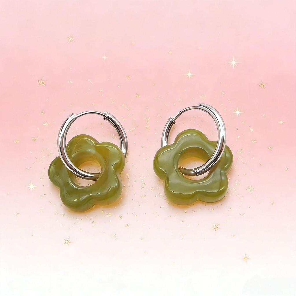2025 Dopamine-Inspired Enamel Flower Hoop Ear Cuffs - Light Luxury Earrings