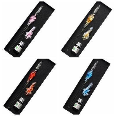 Fülltinte, floraler Dip-Stift, Signatur-Tintenstift, Kunstmalerei, Glas-Füllfederhalter, Schreibwerkzeug