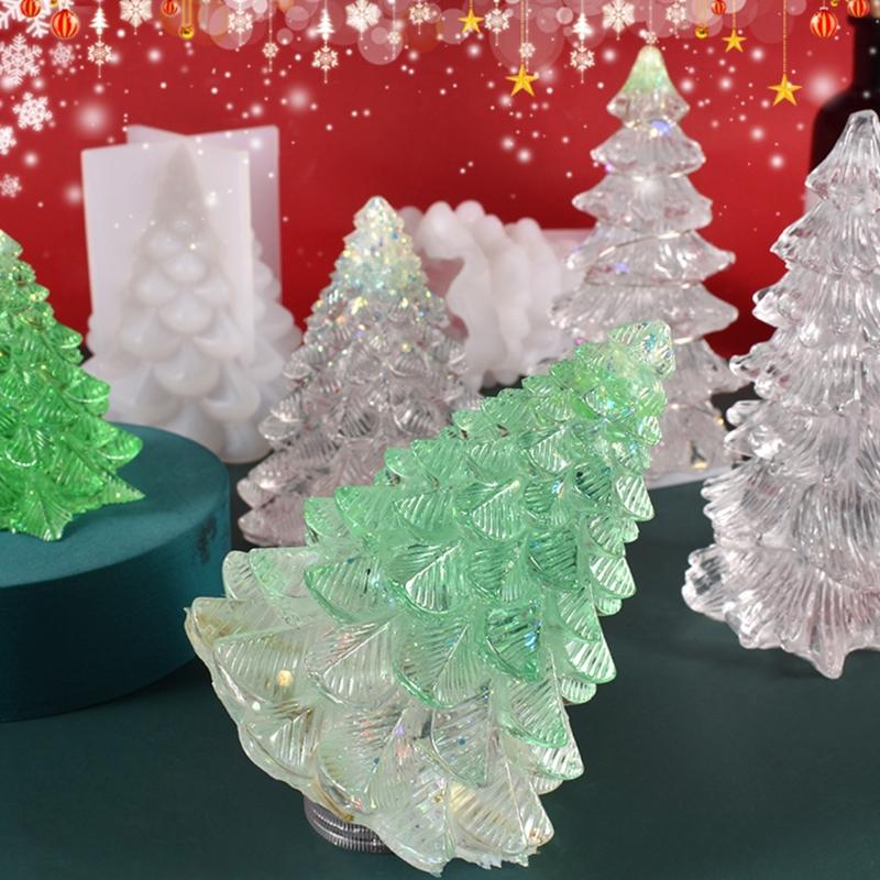 Christmas Tree Setting Ornaments Silicone Mold Epoxy DIY Decoration Making Candle Melt Resin Polymer Clay Home Decor