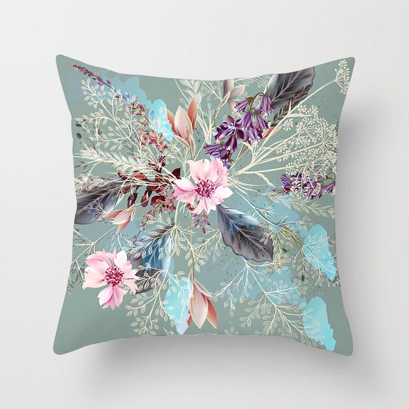 Ins Plant Flower Pillow Digital Printing Car Sofa Cushion Cover Shopee Home Soft Furnishings