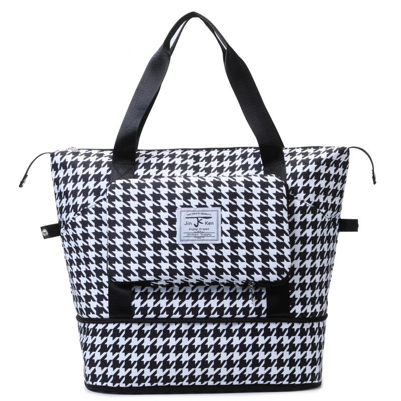 

Dry and Wet Separation Foldable Yoga Bag Small Fresh Lattice Contrasting Color Large Capacity Luggage Bag Can Be Putt Rod чёрный