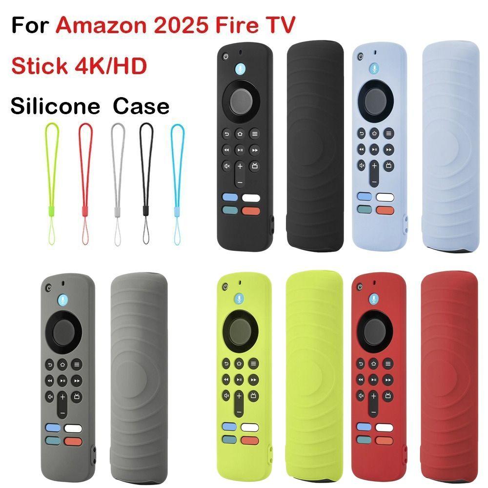 Silicone Protective Case with Lanyard Protector Soft Shell Shockproof Remote Control Sleeve for Amazon 2026 Fire TV Stick 4K/HD