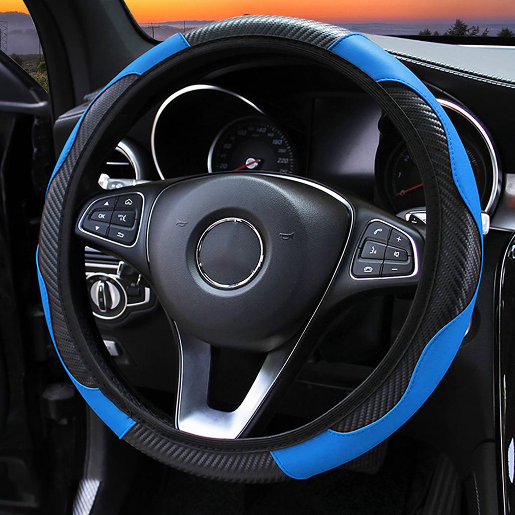38CM Steering Wheel Cover Carbon Fiber Elastic Handle Sleeve Non Slip Steering Wheel Cover for Car Steering Wheel Cover