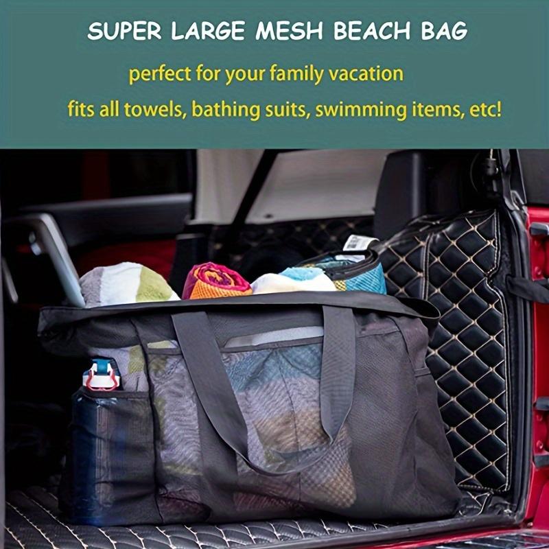 Extra Large Beach Bag - Lightweight, Waterproof, Foldable, with Mesh Straps, Zippered Pockets and Fixed Shoulder Straps