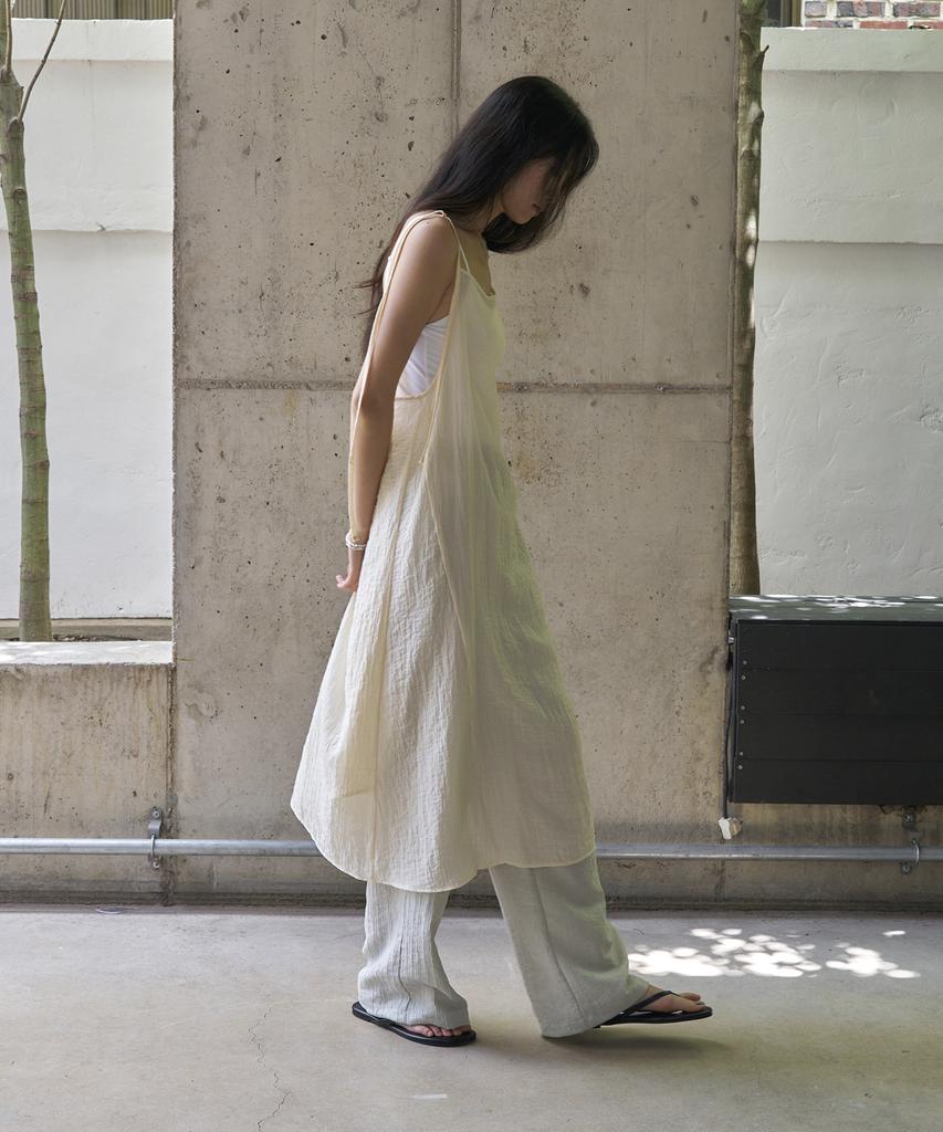 Mosyupamosyu Back Wrap Layered Dress [Butter Beige]