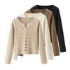 Autumn and Winter French Retro V-neck Knitted Sweater Women's Cardigan Top