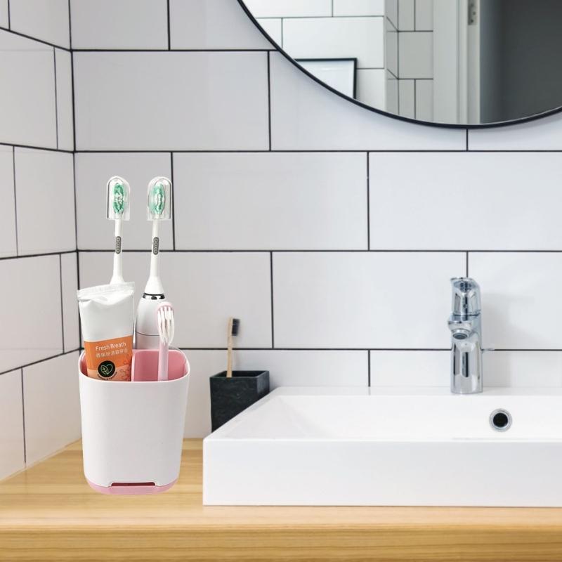 Plastic Detachable Toothbrush Holder with Multifunction StorageBathroom Sink and Countertop Household Decoration