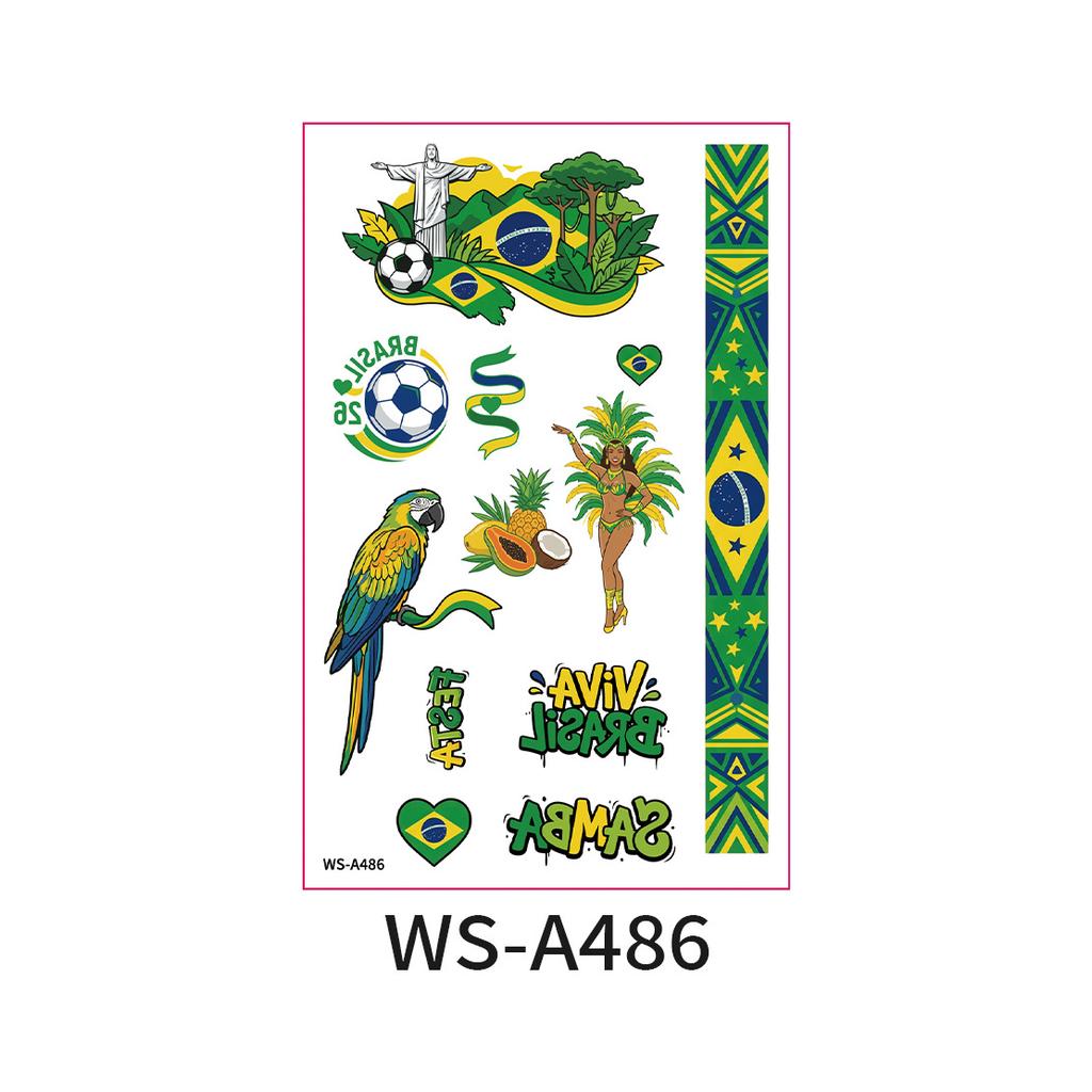 World Cup Argentina Belgium Fans Flag Face Sticker Waterproof Competition Game Tattoo Sticker