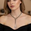 Punk Inspired Openwork Heart With Thorns O Ring Necklace Stainless Steel Adjustable Chain Clavicle Accessories