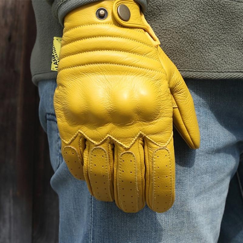 

Outdoor Multifunction Motorcycle Cycling Vintage Leather Gloves Men Women Techwear Style Touch Screen Full Finger Driving Gloves S