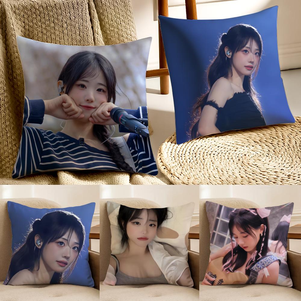 Idol Kpop QWER HHina Cushion Cover Pillowcase Antidustmite Living Room Sofa Decor Cushion Room