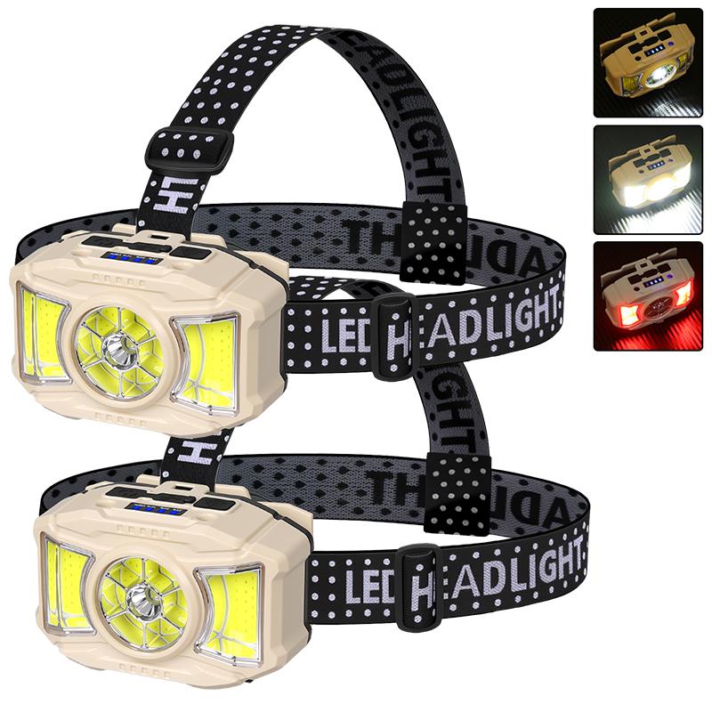 Rechargeable COB Sensor Headlamp 5 Modes LED Head Lights Camping Fishing UV Light Lamp Torch Flashlight Waterproof Headlight