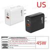 120W GaN Charger with A+C Ports, 65W Output, EU/US/UK Plug for Mobile Devices