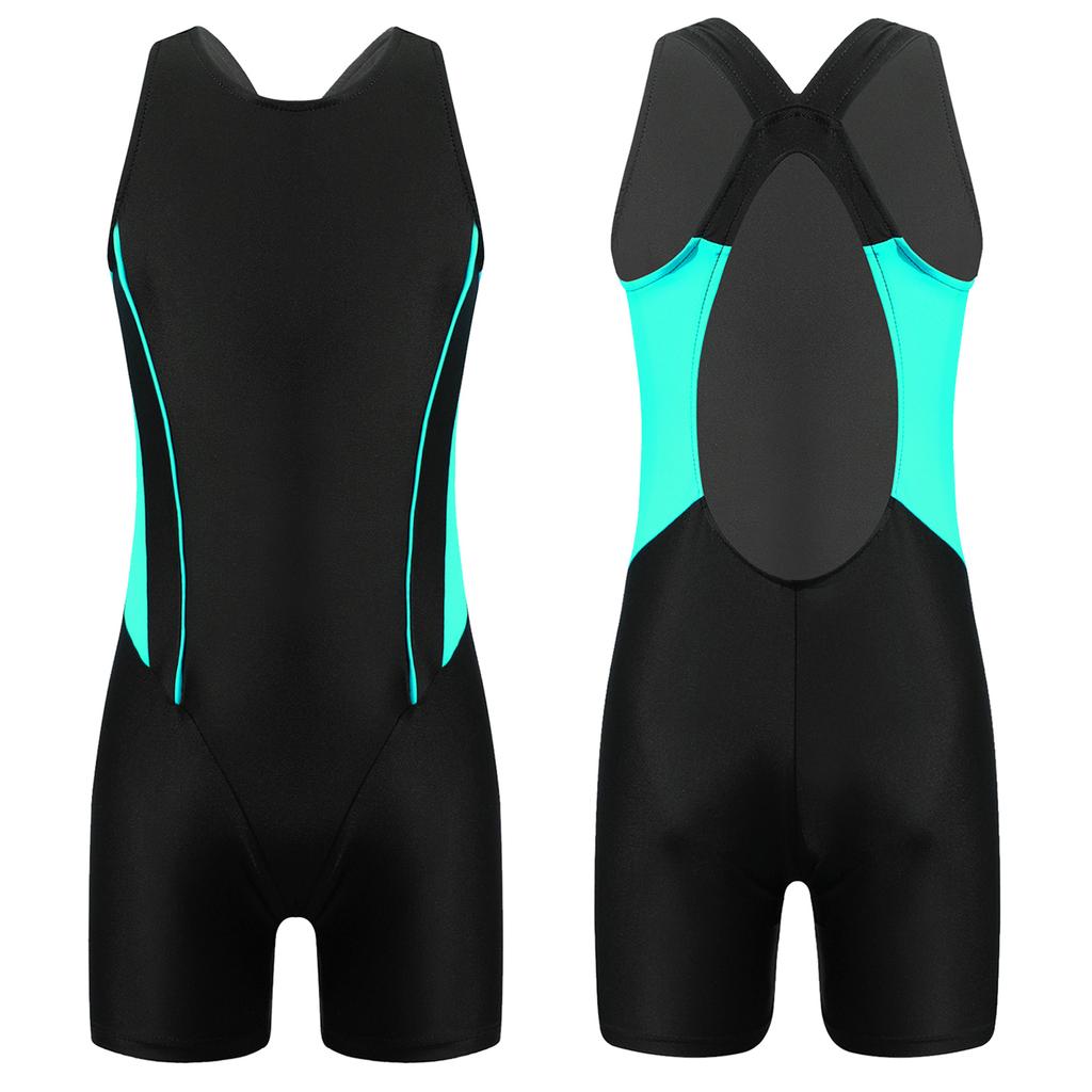 Kids Girls One-piece Swimwear Open Back Print Short Jumpsuit Bodysuit for Beach Pool Swimming Bathing