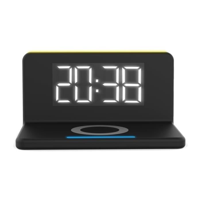 Réveil numérique - terratec - chargeair - noir, jaune - rechargeable usb - rectangulaire