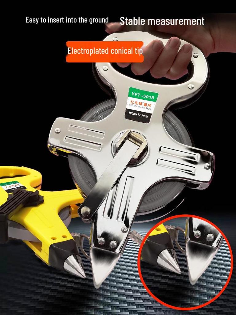 Large Measuring Tape Set: 50m, 30m Steel Tapes and 100m Cloth Tape for Construction, Engineering and Handheld Measurements.