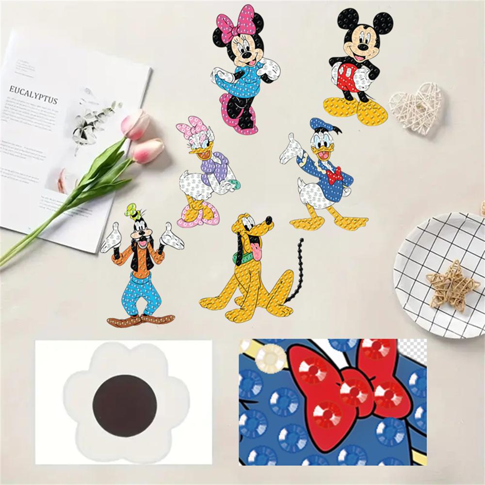 6Pcs Cartoon Characters Series Diamond Art Fridge Magnet Diamond Painting Refrigerator Magnet DIY Fridge Stickers for Fridge Whiteboards