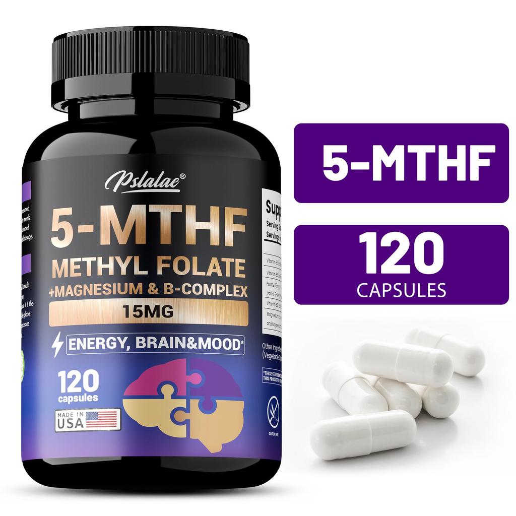 5-MTHF Methylfolate Dietary Supplement: Supports brain health, improves mood, and boosts energy. 120 capsules.