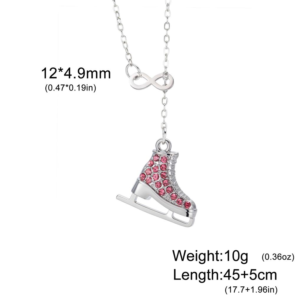 Crystal Ice Skate Shoes Necklace for Women Infinity Love Pendant Rhinestone Zircon Charms Romantic Jewelry Ice Skater Gifts