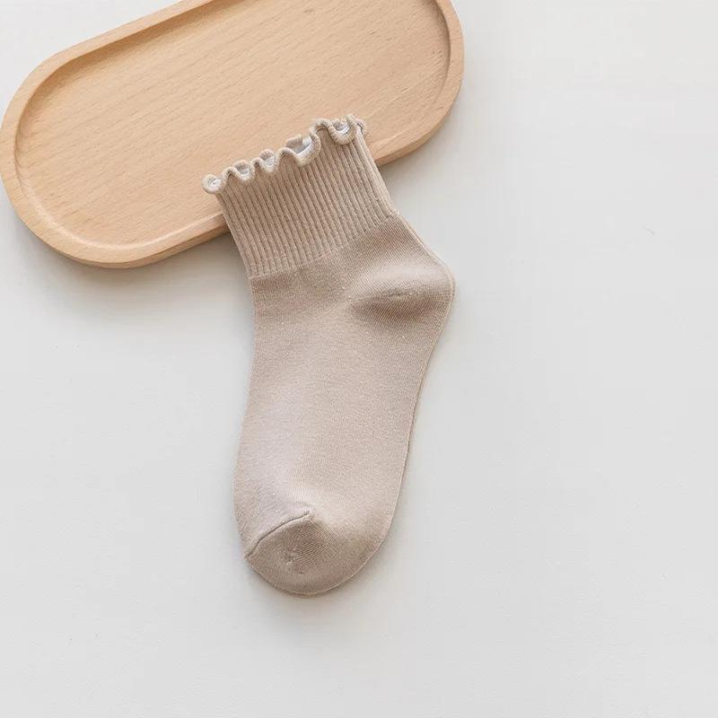 Socks For Women Cute New Summer Japanese Style Breathable Girls Short Socks Kawaii Solid Color Frilly Ruffle Socks Casual Sweet