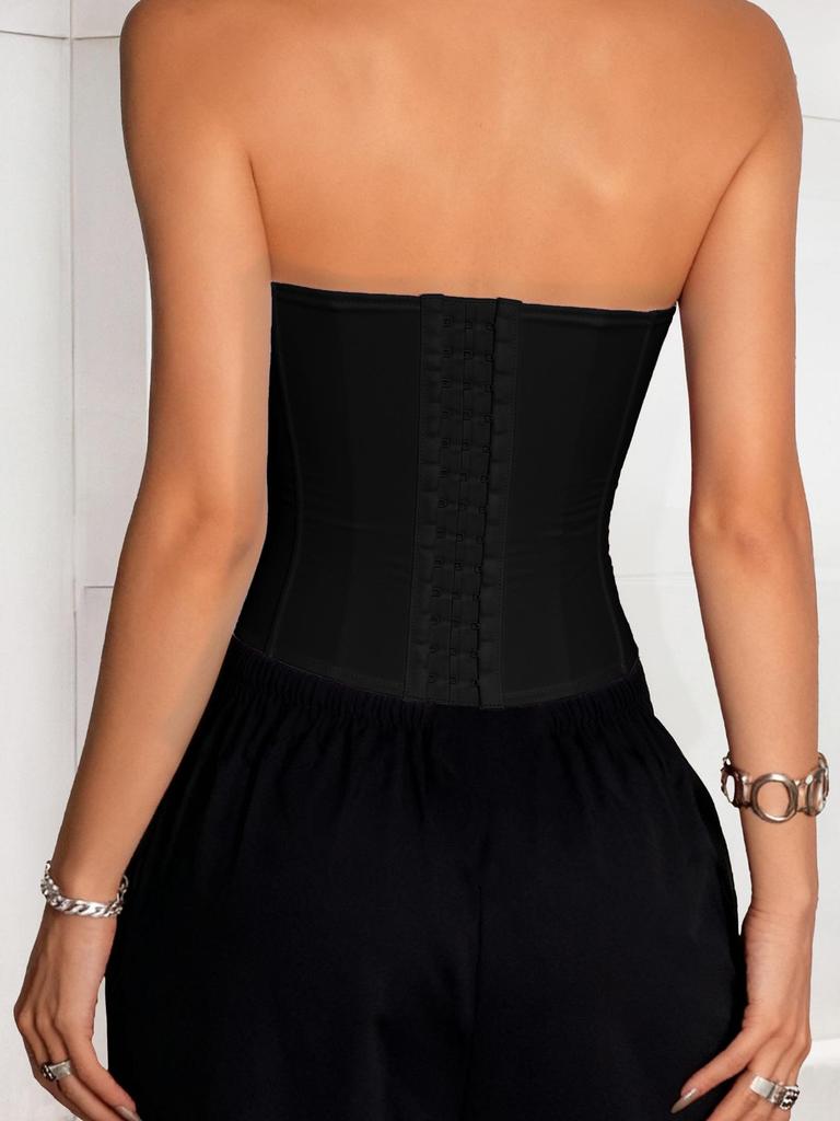 European & American Style Sexy Strapless Solid Color Tie Vest for Women