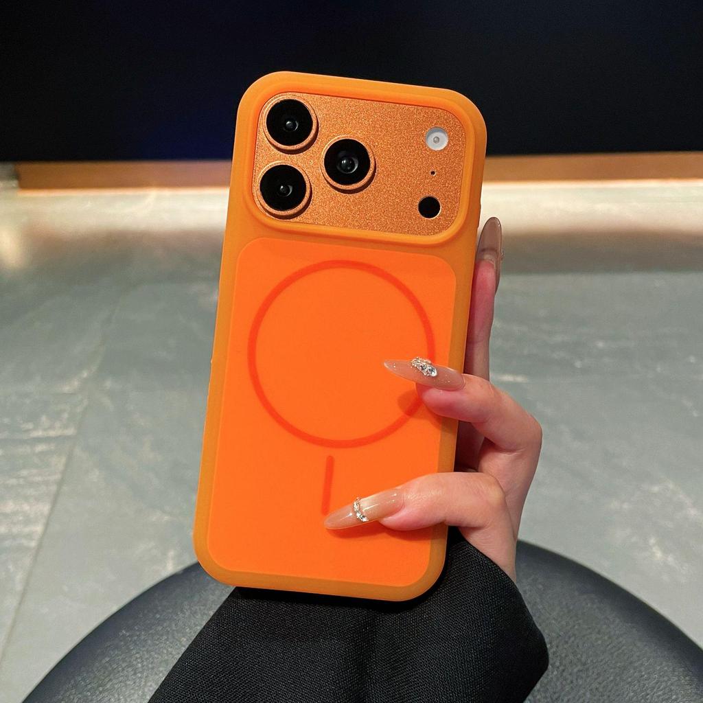 Custodia Magnetica Opaca Effetto Pelle per iPhone 17 Pro Max - Colore Caramella, Foro Grande, Design Protettivo