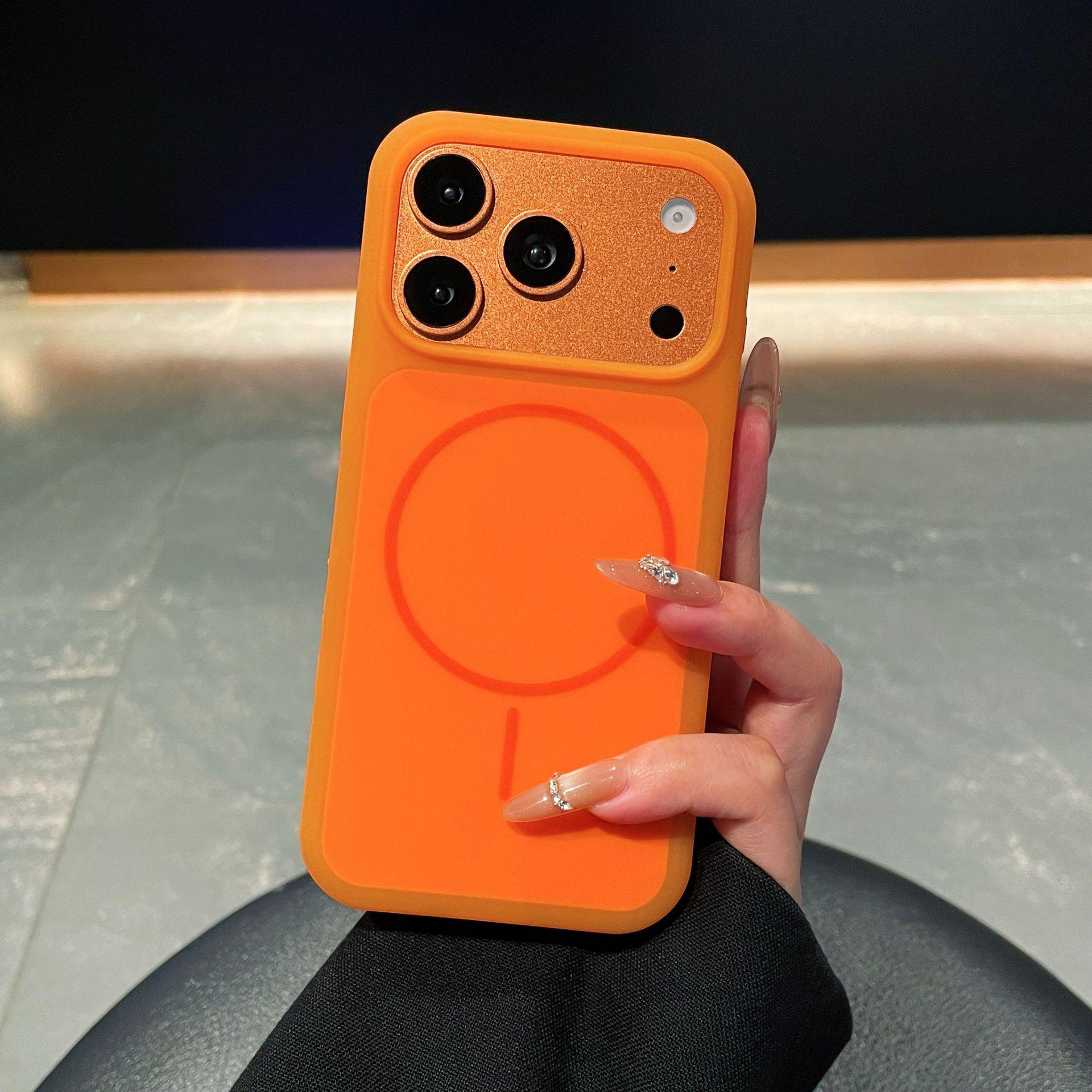 

Matte Magnetic Skin-Feel Case for iPhone 17 Pro Max - Candy Color, Large Hole, Protective Design iPhone 17 Pro Max оранжевый
