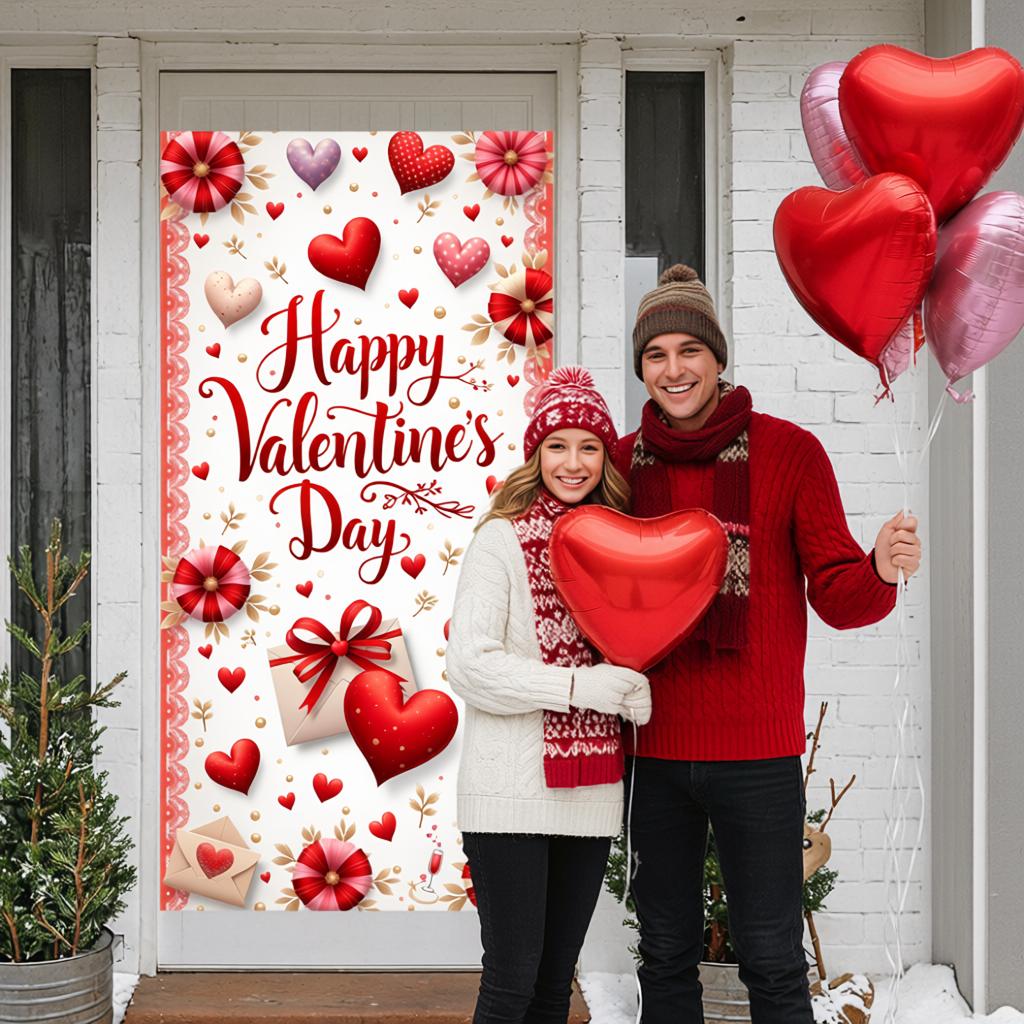 Valentine's Backdrop Heart Pattern Valentine's Event Background Love Background Love Themed Happy Valentine's Day Banner