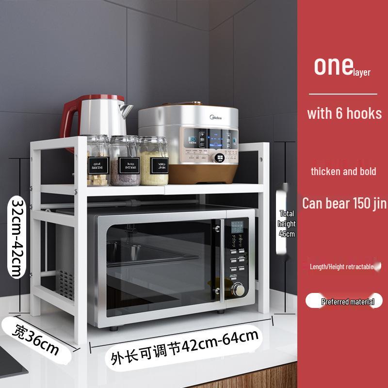 Adjustable Microwave & Kitchen Storage Rack for Countertop - Oven, Rice Cooker & Spice Organizer