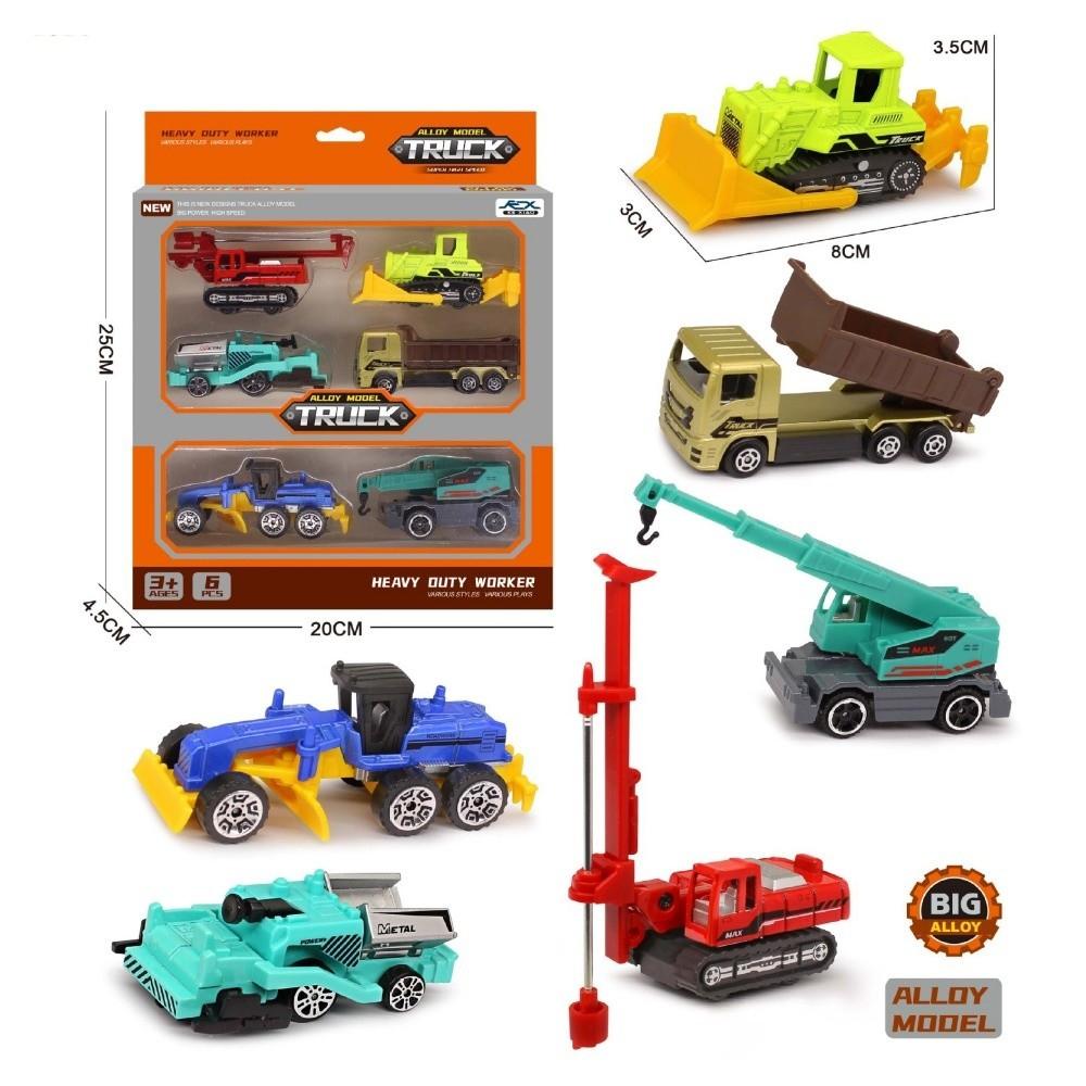 4/6pcs 1:64 Vehicle Excavator Tractor Toy 2 Styles Simulation Metal Car Model Toy  Sliding Boy Gift